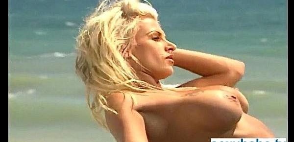  Stunning tanned bikini blonde nude at beach